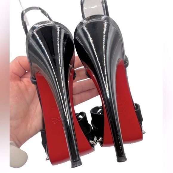 CHRISTIAN LOUBOUTIN Zigounette 140 Spike Accent T-Strap Heels Size 38EU 8US - Picture 11 of 16